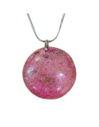 Pendentif Rhodochrosite Rond sur Chaîne Acier