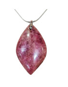 Pendentif Rhodochrosite Navette avec Chaîne Acier