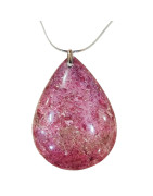 Pendentif Rhodochrosite Goutte avec Chaîne Acier
