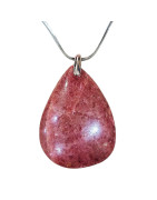 Pendentif Rhodochrosite Goutte avec Chaîne Acier