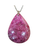 Pendentif Rhodochrosite Goutte avec Chaîne Acier