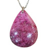 Pendentif Rhodochrosite Goutte avec Chaîne Acier