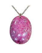 Pendentif Rhodochrosite Ovale avec Chaîne Acier