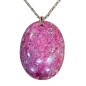 Pendentif Rhodochrosite Ovale avec Chaîne Acier