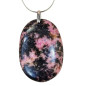 Pendentif Rhodonite Ovale sur Chaîne Acier
