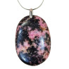 Pendentif Rhodonite Ovale sur Chaîne Acier