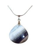 Pendentif Opale Bleue Goutte avec Chaîne Acier