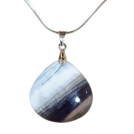 Pendentif Opale Bleue Goutte avec Chaîne Acier