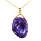 Pendentif Améthyste avec Chaine Acier Plaquée Or