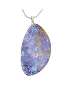 Pendentif Jaspe Océan Ovale avec Chaine Acier