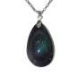 Pendentif Obsidienne Œil Céleste Goutte avec Chaîne Acier