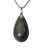 Pendentif Obsidienne Œil Céleste Goutte avec Chaîne Acier