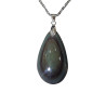 Pendentif Obsidienne Œil Céleste Goutte avec Chaîne Acier