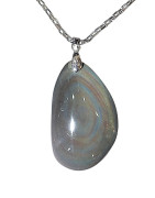 Pendentif Obsidienne Œil Céleste Goutte avec Chaîne Acier