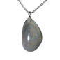 Pendentif Obsidienne Œil Céleste Goutte avec Chaîne Acier