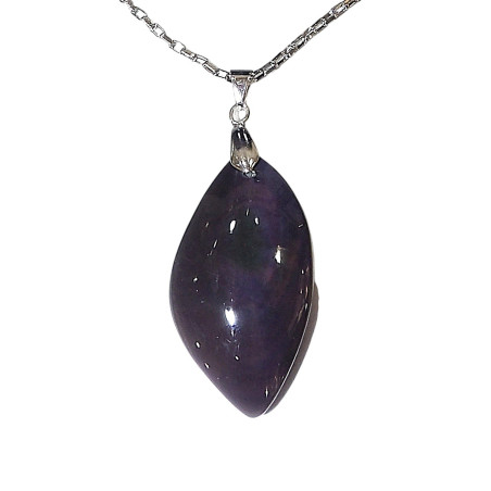 Pendentif Obsidienne Œil Céleste Goutte avec Chaîne Acier