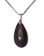 Pendentif Obsidienne Œil Céleste Goutte avec Chaîne Acier