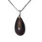 Pendentif Obsidienne Œil Céleste Goutte avec Chaîne Acier