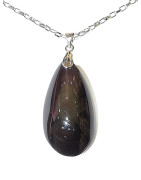 Pendentif Obsidienne Œil Céleste Goutte avec Chaîne Acier