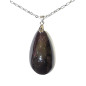 Pendentif Obsidienne Œil Céleste Goutte avec Chaîne Acier
