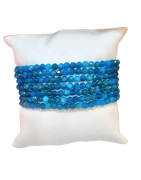 Bracelet Apatite Bleue Pierres Rondes Facettées 4mm