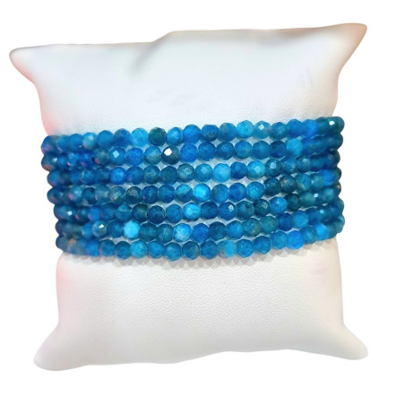 Bracelet Apatite Bleue Pierres Rondes Facettées 4mm