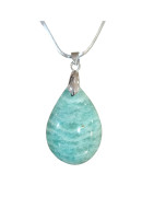 Pendentif Amazonite Goutte avec Chaîne Acier