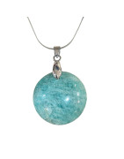 Pendentif Amazonite Rond avec Chaîne Acier