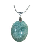 Pendentif Amazonite Ovale avec Chaîne Acier