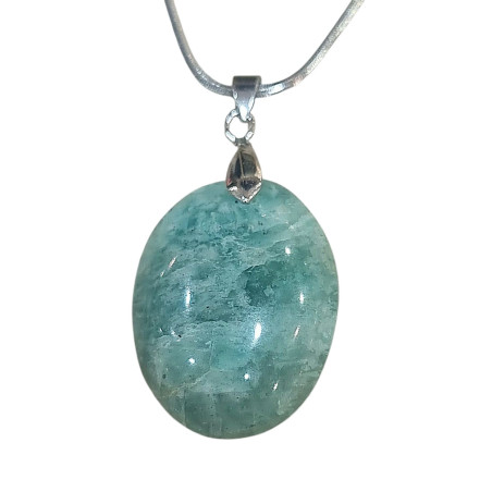 Pendentif Amazonite Ovale avec Chaîne Acier