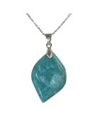 Pendentif Amazonite Navette avec Chaîne Acier