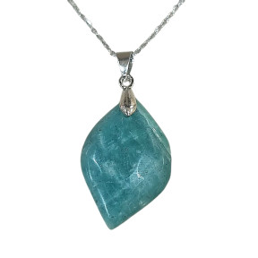 Pendentif Amazonite Navette avec Chaîne Acier