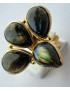 Bague Labradorite Niiki PARIS bronze plaqué or Taille réglable