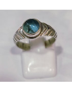 Bague Tourmaline Bleue Argent 925 Taille 52