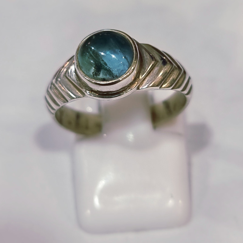 Bague Tourmaline Bleue Argent 925 Taille 52