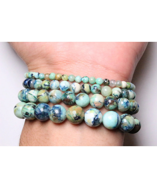 Bracelet Chrysocolle  A+ pierres rondes