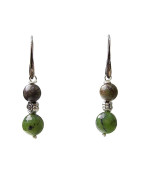 Boucles Stichtite et Jade Néphrite Acier Inox