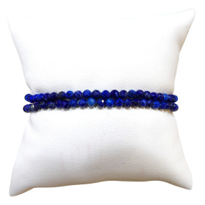 Bracelet Lapis-Lazuli Pierres Rondes Facettées 4mm