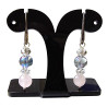 Boucles Aqua Aura Quartz Rose et Swarovski Acier Inox