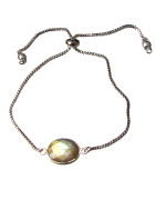 Bracelet Labradorite sur Chaîne Acier Inox Réglable