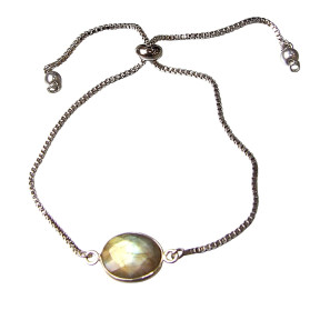 Bracelet Labradorite sur Chaîne Acier Inox Réglable