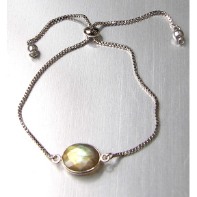 Bracelet Labradorite sur Chaîne Acier Inox Réglable