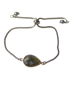Bracelet Labradorite sur Chaîne Acier Inox Réglable