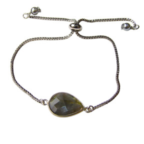 Bracelet Labradorite sur Chaîne Acier Inox Réglable