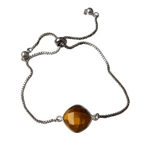 Bracelet Œil de Tigre sur Chaîne Acier Inox Réglable