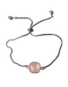 Bracelet Quartz Rose sur Chaîne Acier Inox Réglable