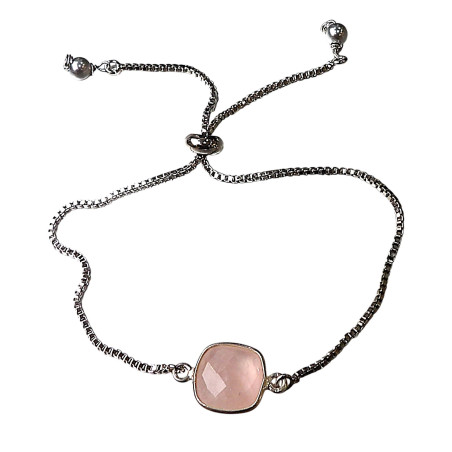 Bracelet Quartz Rose sur Chaîne Acier Inox Réglable