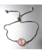 Bracelet Quartz Rose sur Chaîne Acier Inox Réglable