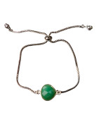Bracelet Chrysoprase sur Chaîne Acier Inox Réglable