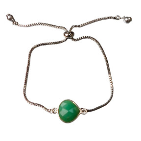 Bracelet Chrysoprase sur Chaîne Acier Inox Réglable